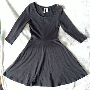 Divided H&M Basic Womens XS Cotton blend stretch Fit & Flare Dress Black